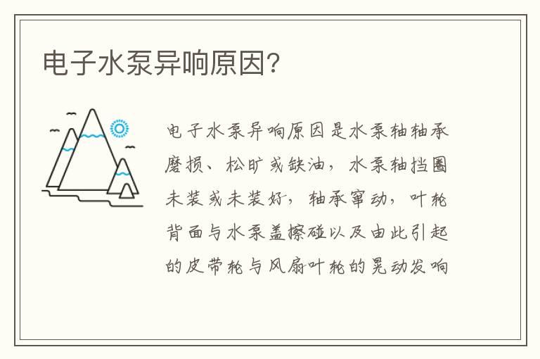 电子水泵异响原因?