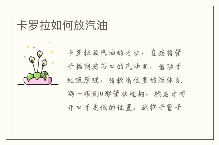 卡罗拉如何放汽油