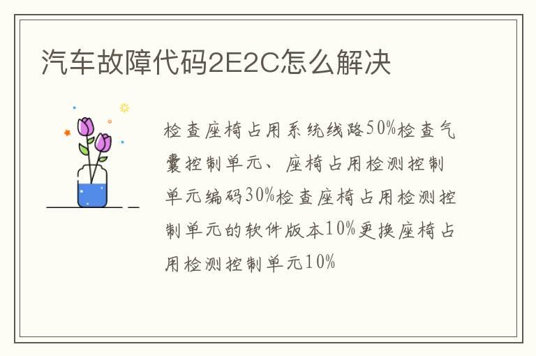 汽车故障代码2E2C怎么解决