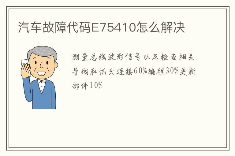 汽车故障代码E75410怎么解决