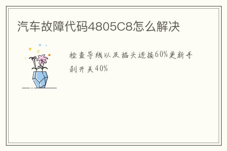 汽车故障代码4805C8怎么解决