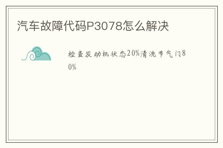 汽车故障代码P3078怎么解决