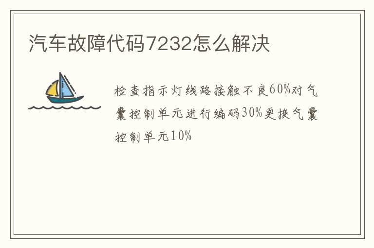 汽车故障代码7232怎么解决