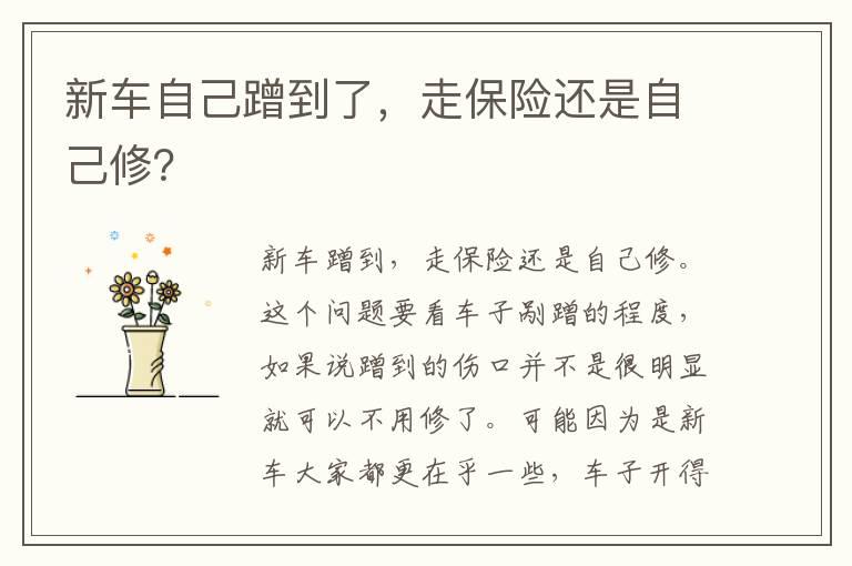 新车自己蹭到了，走保险还是自己修？