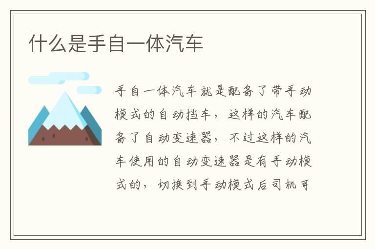 什么是手自一体汽车