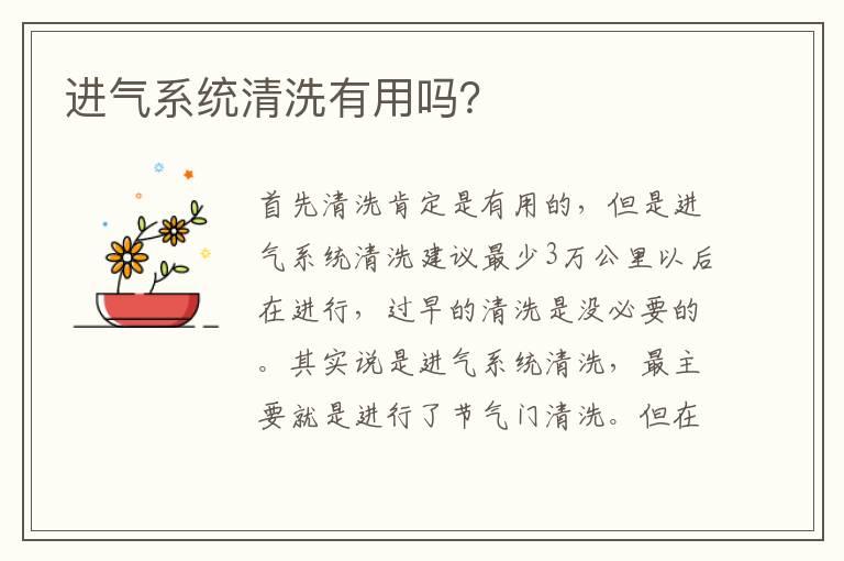 进气系统清洗有用吗？