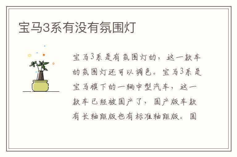 宝马3系有没有氛围灯