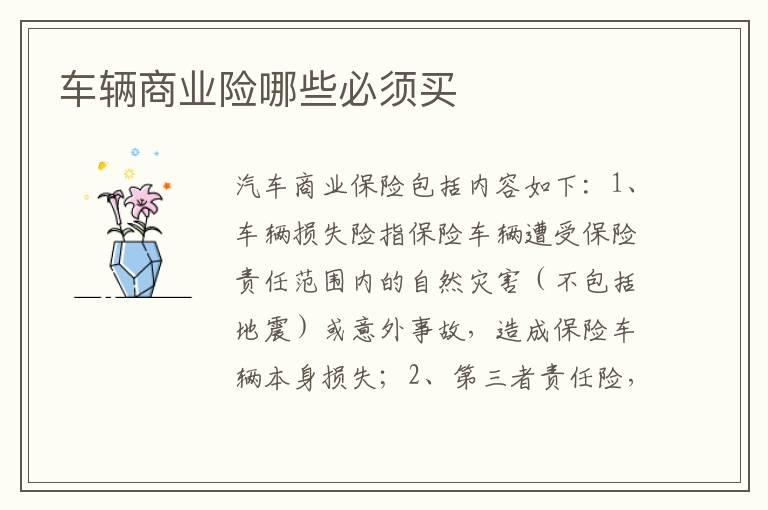 车辆商业险哪些必须买