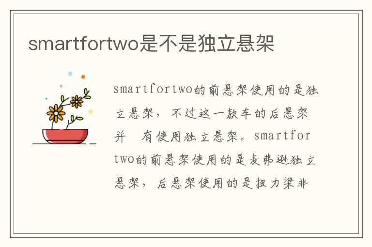 smartfortwo是不是独立悬架