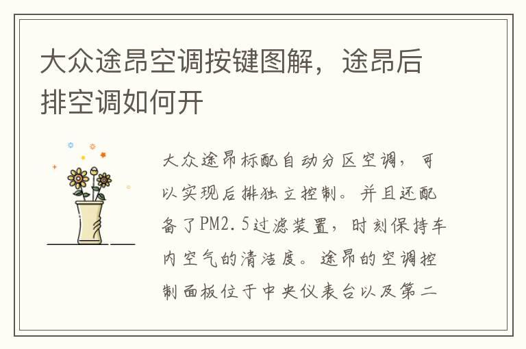 大众途昂空调按键图解，途昂后排空调如何开