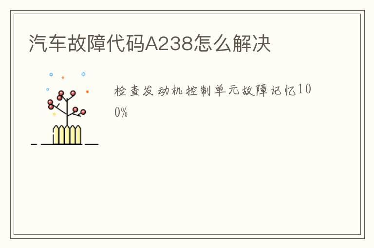 汽车故障代码A238怎么解决