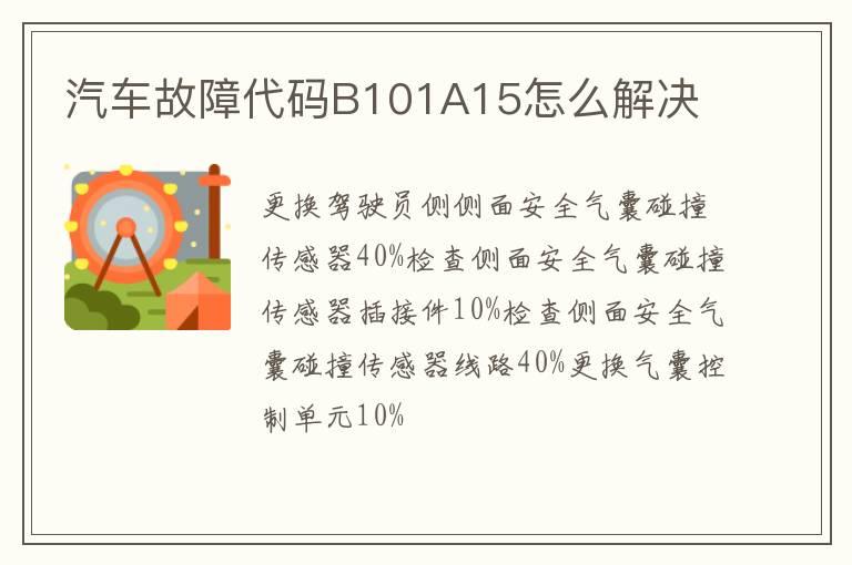 汽车故障代码B101A15怎么解决