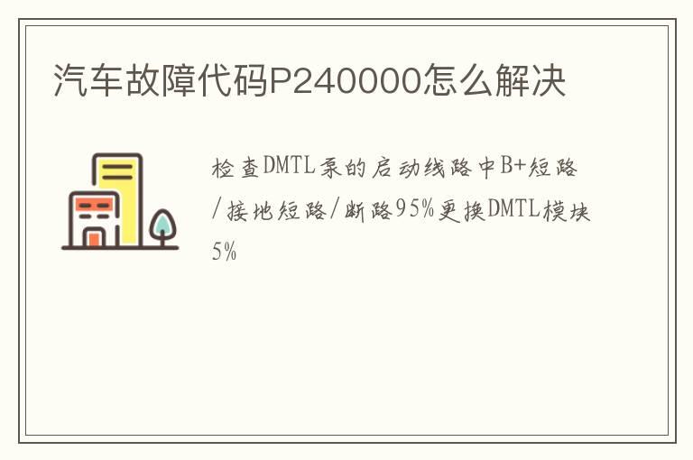 汽车故障代码P240000怎么解决