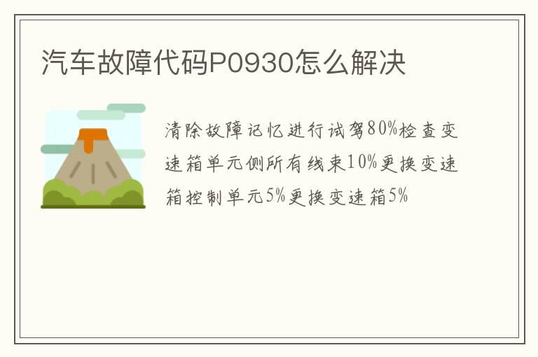 汽车故障代码P0930怎么解决