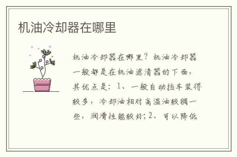 机油冷却器在哪里