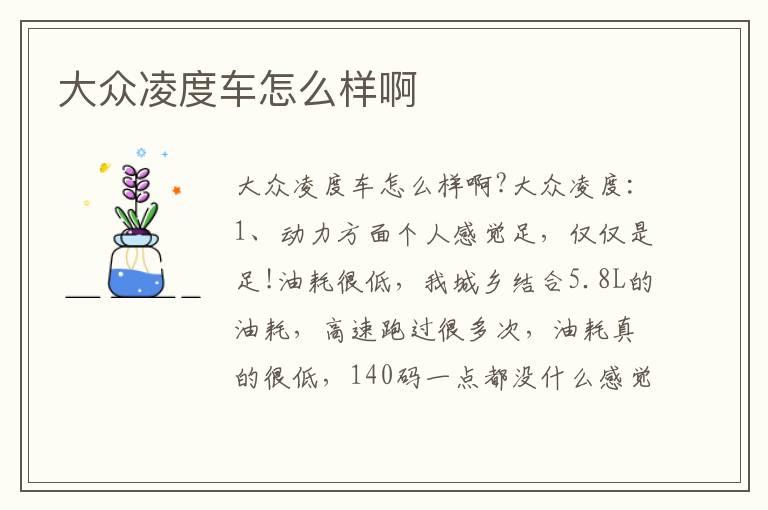 大众凌度车怎么样啊