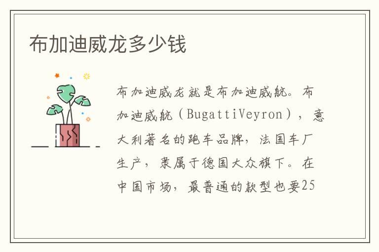 布加迪威龙多少钱