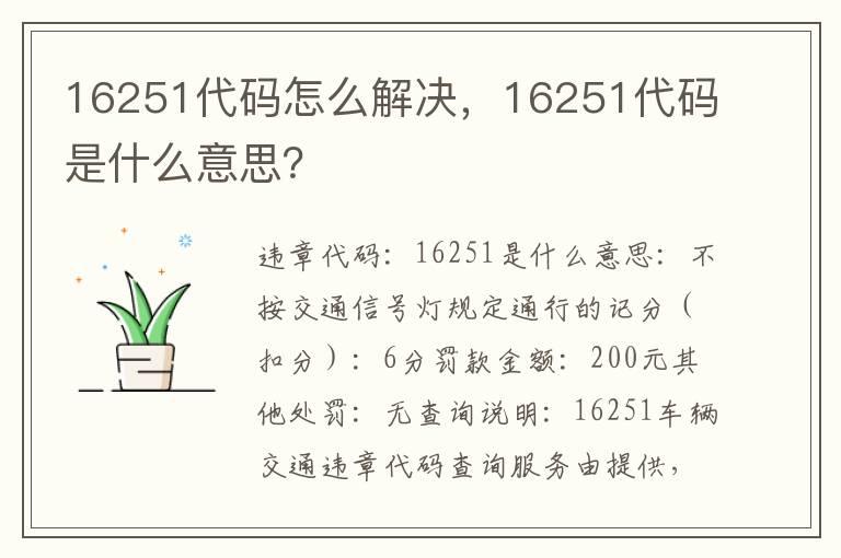 16251代码怎么解决，16251代码是什么意思？
