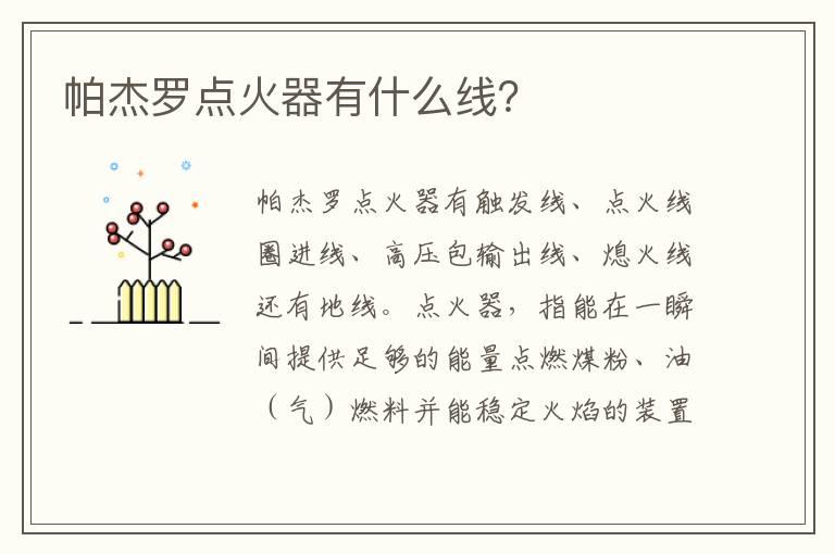帕杰罗点火器有什么线？