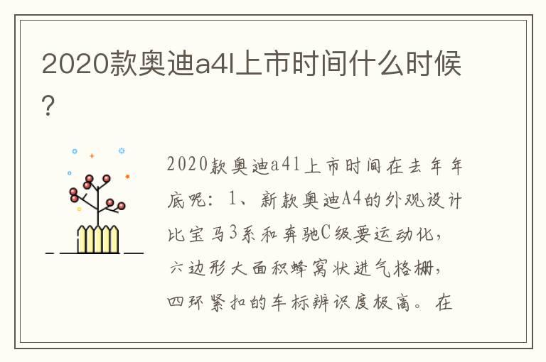 2020款奥迪a4l上市时间什么时候？