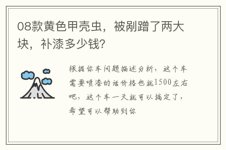 08款黄色甲壳虫，被剐蹭了两大块，补漆多少钱？