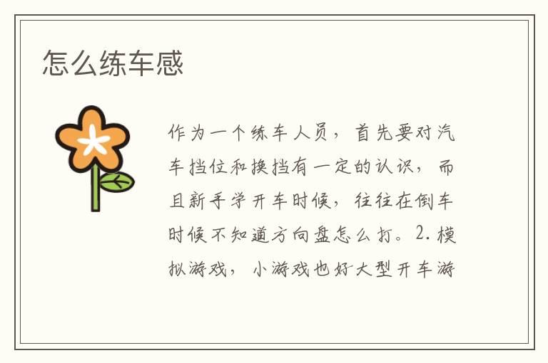 怎么练车感