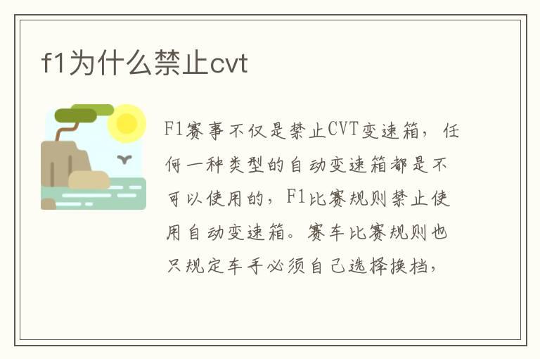 f1为什么禁止cvt