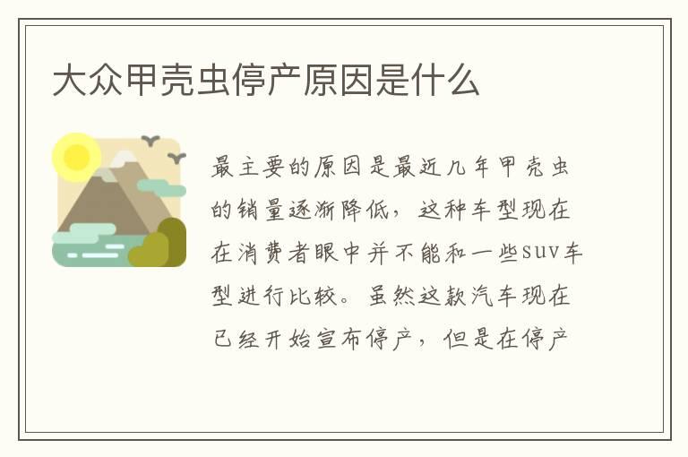 大众甲壳虫停产原因是什么