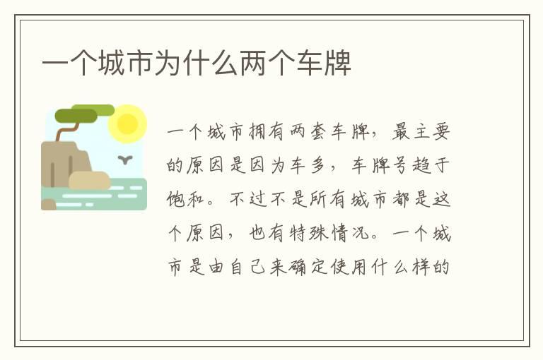 一个城市为什么两个车牌