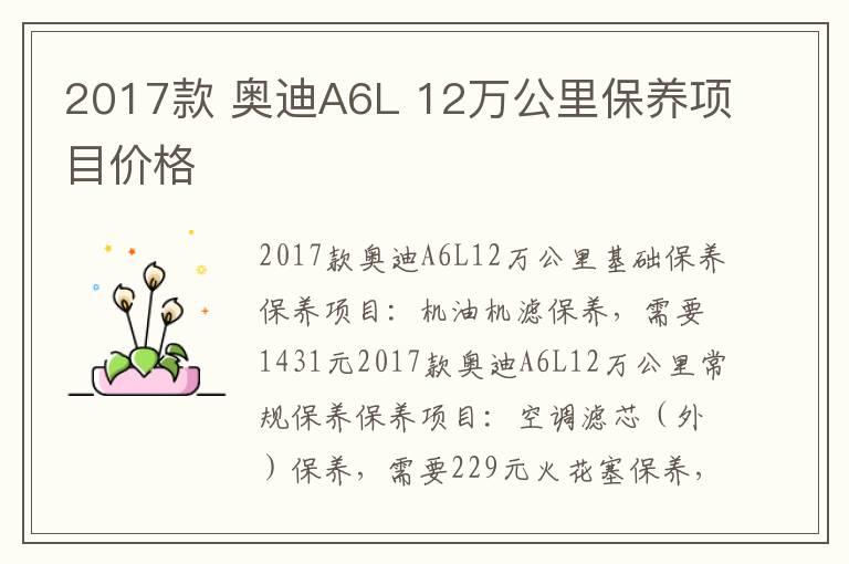 2017款 奥迪A6L 12万公里保养项目价格