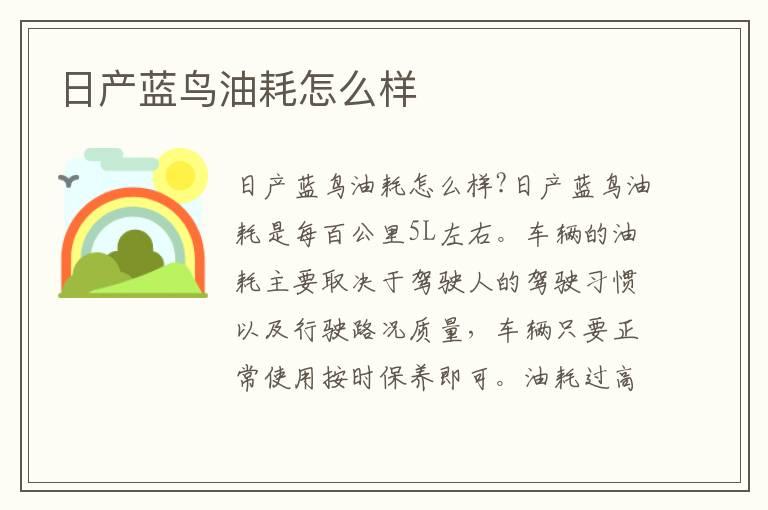 日产蓝鸟油耗怎么样