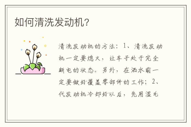 如何清洗发动机?