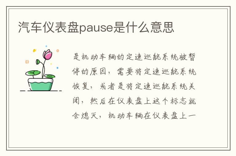 汽车仪表盘pause是什么意思