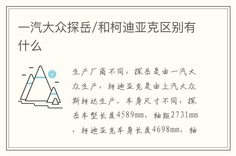 一汽大众探岳/和柯迪亚克区别有什么