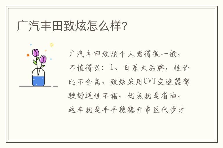 广汽丰田致炫怎么样?