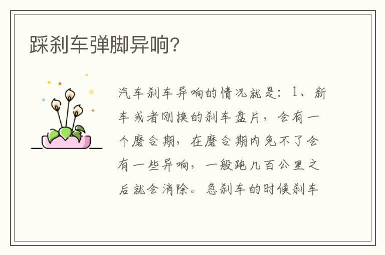 踩刹车弹脚异响?