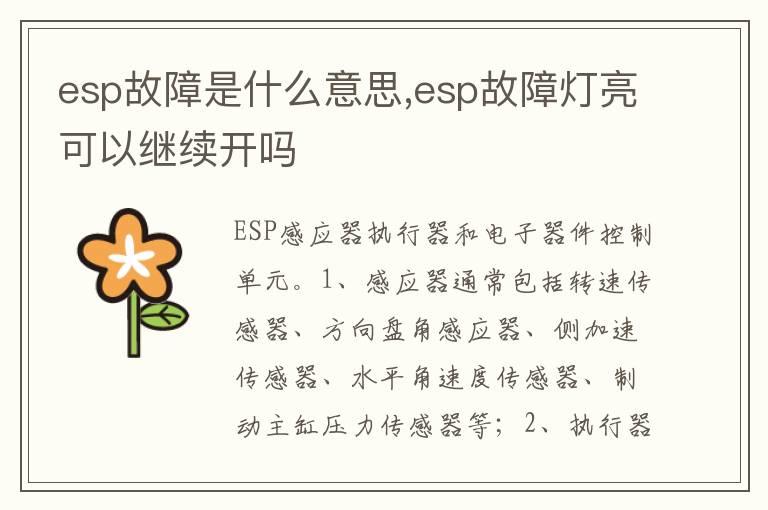 esp故障是什么意思,esp故障灯亮可以继续开吗