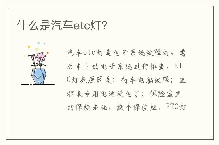 什么是汽车etc灯？