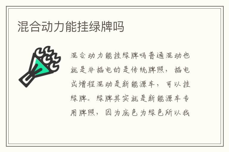 混合动力能挂绿牌吗