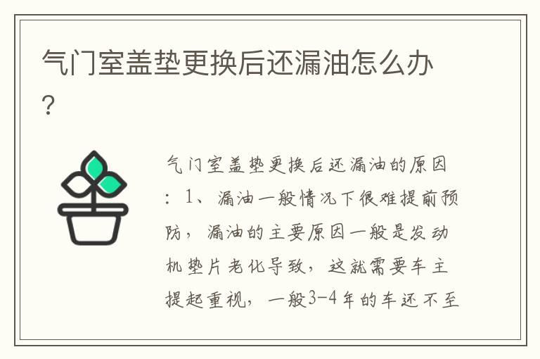 气门室盖垫更换后还漏油怎么办?