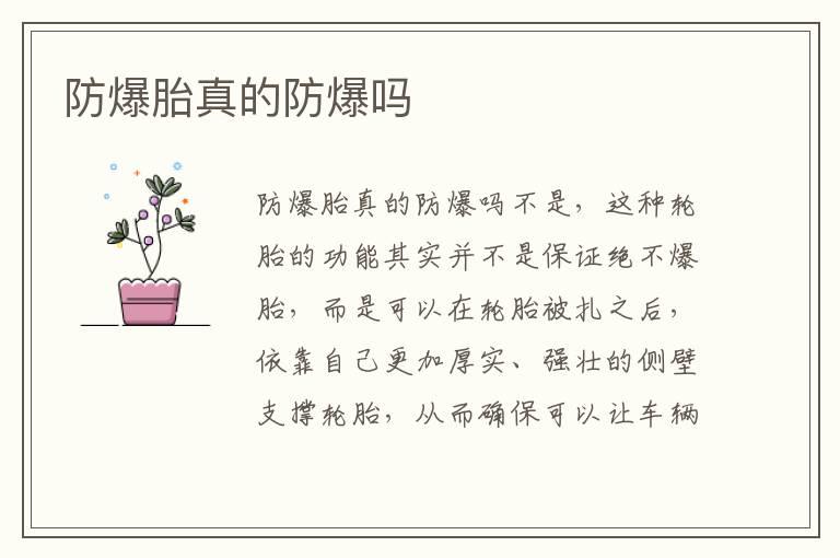 防爆胎真的防爆吗