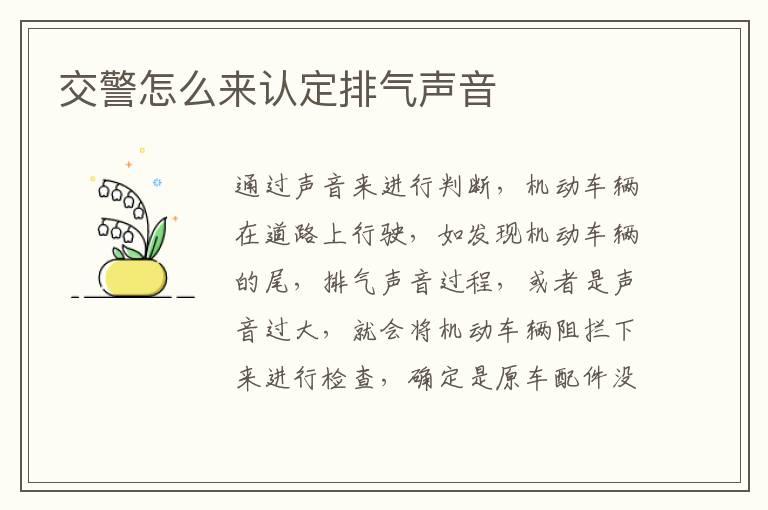 交警怎么来认定排气声音