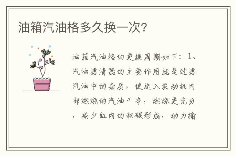油箱汽油格多久换一次?
