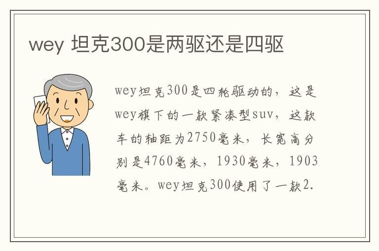 wey 坦克300是两驱还是四驱