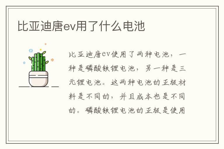 比亚迪唐ev用了什么电池
