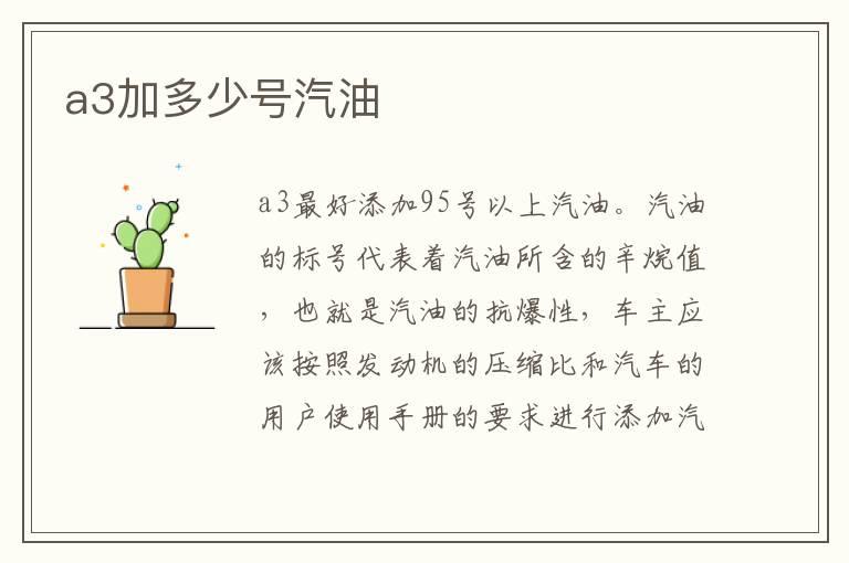 a3加多少号汽油