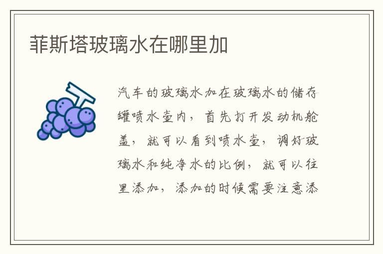 菲斯塔玻璃水在哪里加