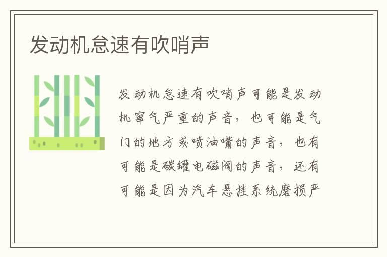 发动机怠速有吹哨声