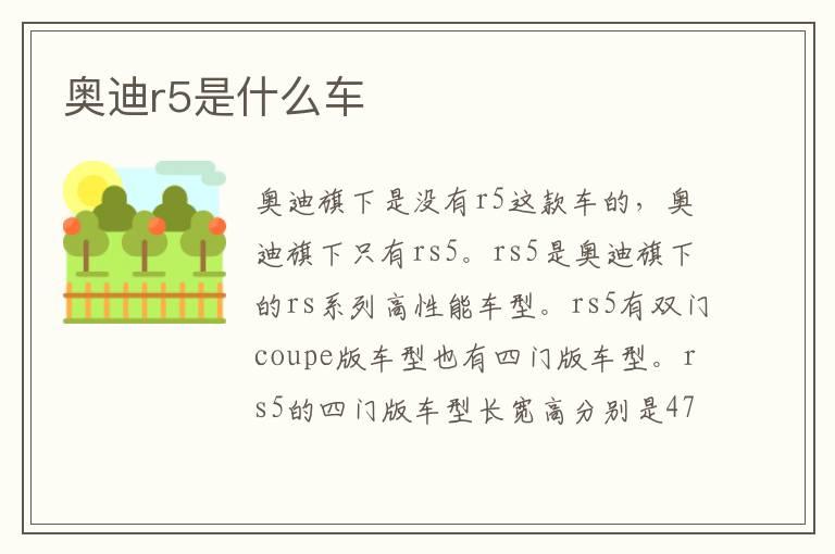 奥迪r5是什么车