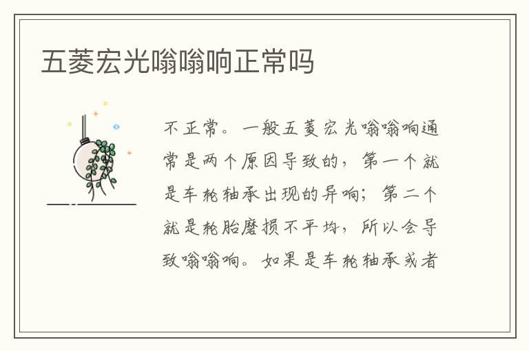 五菱宏光嗡嗡响正常吗